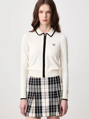 Fred Perry sweter rozpinany damski z wełną beżowy