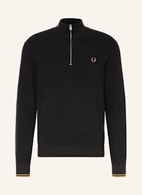 Fred Perry Sweter Typu Troyer schwarz