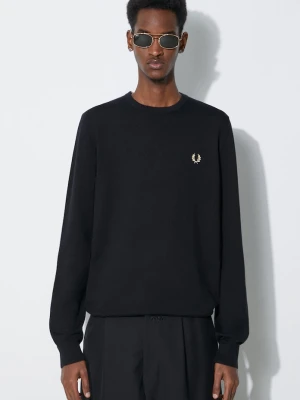 Fred Perry sweter wełniany Classic Crew Neck Jumper czarny