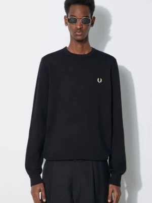 Fred Perry sweter wełniany Classic Crew Neck Jumper męski kolor czarny lekki K9601.198