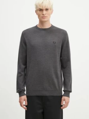 Fred Perry sweter wełniany Classic Crew Neck Jumper męski kolor szary lekki K9601.R85