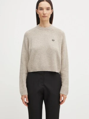 Fred Perry sweter z dodatkiem wełny damski kolor beżowy lekki K1115