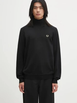 Fred Perry sweter z dodatkiem wełny męski kolor czarny lekki z golferm K9552