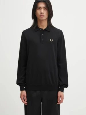 Fred Perry sweter z wełną męskie kolor czarny lekki K4535