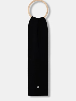 Fred Perry szalik z dodatkiem wełny kolor czarny gładki C8140