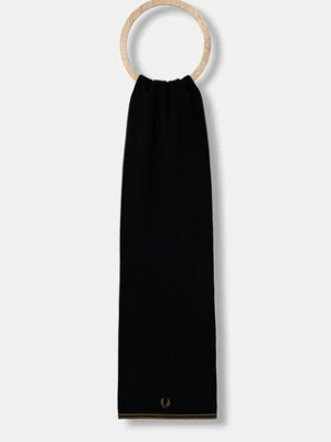 Fred Perry szalik z dodatkiem wełny kolor czarny gładki C9152