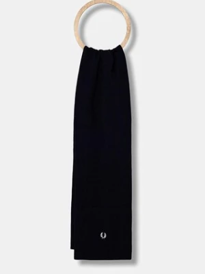 Fred Perry szalik z dodatkiem wełny kolor granatowy gładki C8140