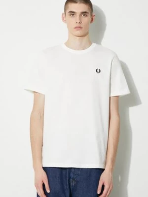 Fred Perry t-shirt bawełniany Crew Neck T-Shirt męski kolor biały z aplikacją M1600.129