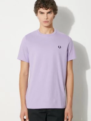 Fred Perry t-shirt bawełniany Crew Neck T-Shirt męski kolor fioletowy gładki M1600.W51