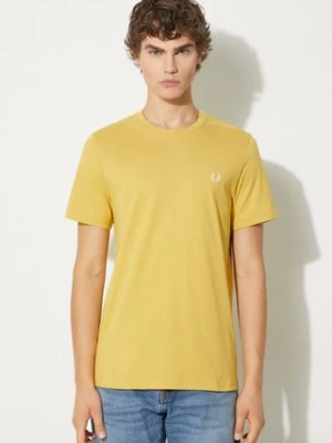 Fred Perry t-shirt bawełniany Crew Neck T-Shirt męski kolor żółty gładki M1600.W48