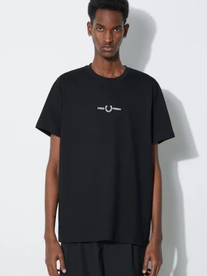 Fred Perry t-shirt bawełniany Embroidered T-Shirt czarny