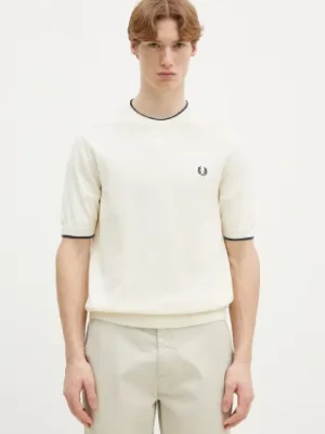 Zdjęcie produktu Fred Perry t-shirt bawełniany męski kolor beżowy gładki K7642.S64