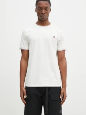 Fred Perry t-shirt bawełniany męski kolor beżowy gładki M1588.Y20