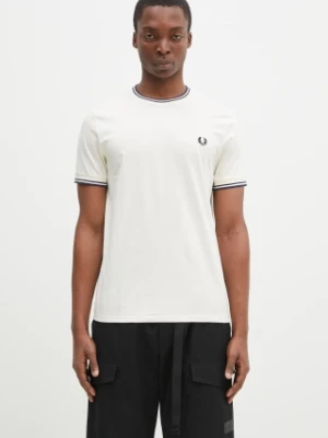 Fred Perry t-shirt bawełniany męski kolor beżowy gładki M1588.Y24