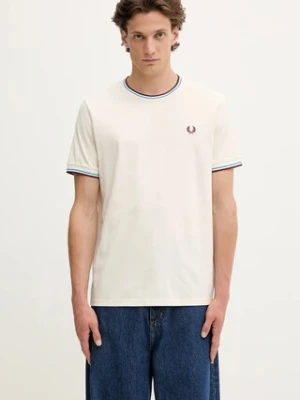 Fred Perry t-shirt bawełniany męski kolor beżowy gładki M1588V