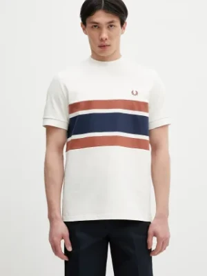 Fred Perry t-shirt bawełniany męski kolor beżowy wzorzysty M9860.760