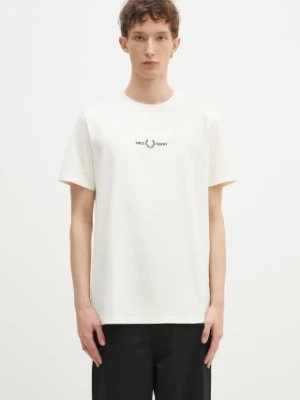 Fred Perry t-shirt bawełniany męski kolor beżowy z aplikacją M4580.F79