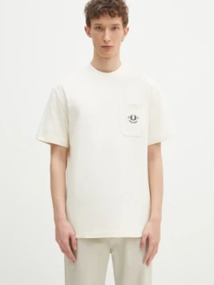 Fred Perry t-shirt bawełniany męski kolor beżowy z aplikacją M9827.560