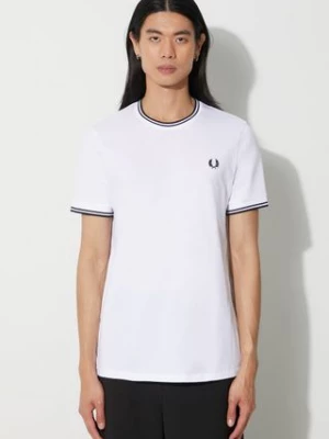 Fred Perry t-shirt bawełniany męski kolor biały z aplikacją M1588.100