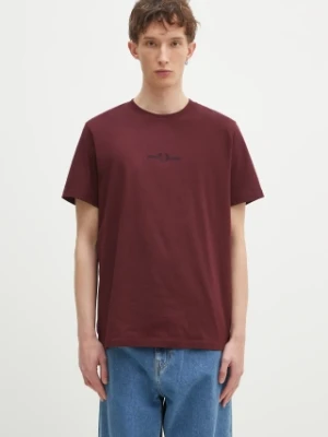 Fred Perry t-shirt bawełniany męski kolor bordowy z aplikacją M4580.K22