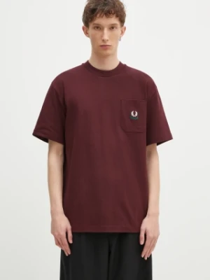 Fred Perry t-shirt bawełniany męski kolor bordowy z aplikacją M9827.597