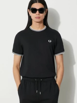 Fred Perry t-shirt bawełniany męski kolor czarny z aplikacją M1588.102