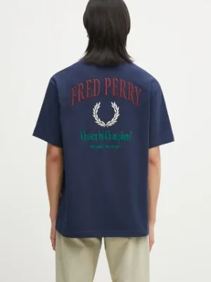 Fred Perry t-shirt bawełniany męski kolor granatowy gładki M9826.X86