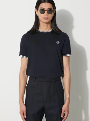 Fred Perry t-shirt bawełniany męski kolor granatowy z aplikacją M1588.795