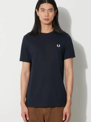 Fred Perry t-shirt bawełniany męski kolor granatowy z aplikacją M3519.608