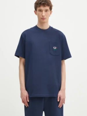 Fred Perry t-shirt bawełniany męski kolor granatowy z aplikacją M9827.X86