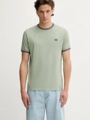 Fred Perry t-shirt bawełniany męski kolor zielony gładki M1588V