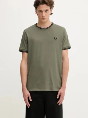 Fred Perry t-shirt bawełniany męski kolor zielony gładki M1588V