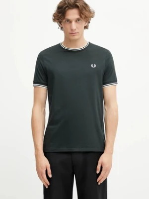 Fred Perry t-shirt bawełniany męski kolor zielony gładki M1588V