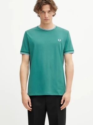 Fred Perry t-shirt bawełniany męski kolor zielony gładki M1588V