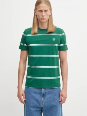 Fred Perry t-shirt bawełniany męski kolor zielony wzorzysty M1734