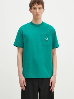 Fred Perry t-shirt bawełniany męski kolor zielony z aplikacją M9827.X87