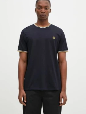 Fred Perry t-shirt bawełniany Twin Tipped T-Shirt męski kolor granatowy gładki M1588.W53