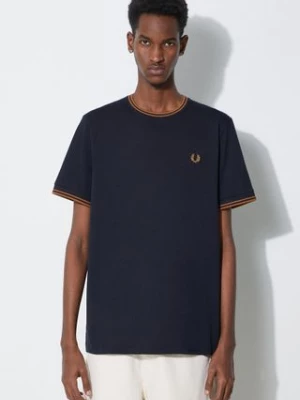 Fred Perry t-shirt bawełniany Twin Tipped T-Shirt męski kolor granatowy z aplikacją M1588.M68