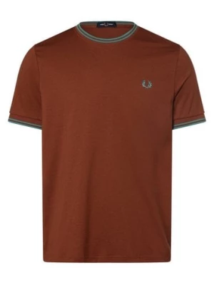 Fred Perry T-shirt męski Mężczyźni Bawełna brązowy jednolity,