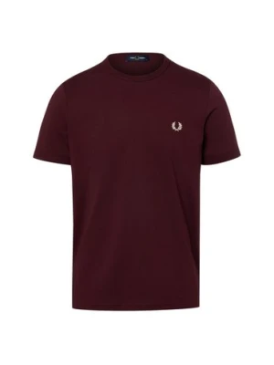 Fred Perry T-shirt męski Mężczyźni Bawełna czerwony jednolity,