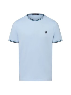 Fred Perry T-shirt męski Mężczyźni Bawełna niebieski jednolity,