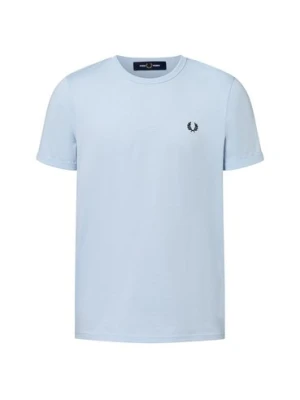Fred Perry T-shirt męski Mężczyźni Bawełna niebieski jednolity,