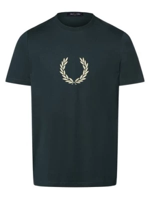 Fred Perry T-shirt męski Mężczyźni Bawełna niebieski|zielony nadruk,