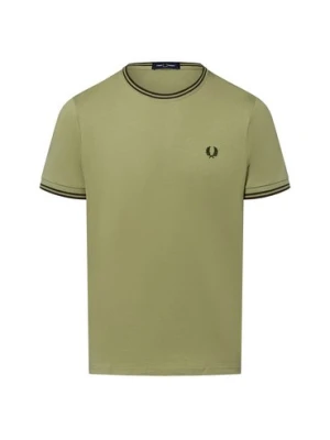Fred Perry T-shirt męski Mężczyźni Bawełna zielony jednolity,