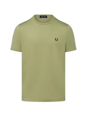 Fred Perry T-shirt męski Mężczyźni Bawełna zielony jednolity,