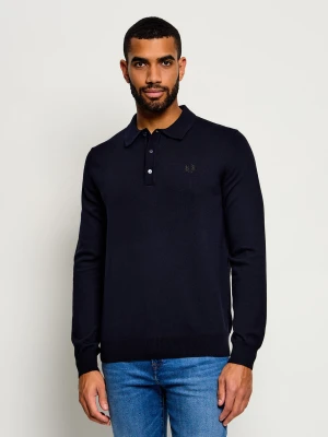 Fred Perry Wełniany sweter | Regular Fit granatowy