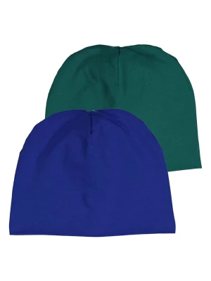 Fred´s World by GREEN COTTON Czapki beanie (2 szt.) "Alfa" w kolorze niebieskim i zielonym rozmiar: 80/86