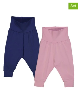 Fred´s World by GREEN COTTON Spodnie dresowe (2 pary) "Alfa" w kolorze granatowym i jasnoróżowym rozmiar: 92