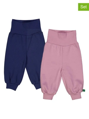 Fred´s World by GREEN COTTON Spodnie dresowe (2 pary) "Alfa" w kolorze jasnoróżowym i granatowym rozmiar: 98