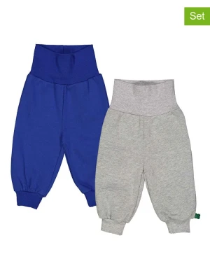 Fred´s World by GREEN COTTON Spodnie dresowe (2 pary) "Alfa" w kolorze niebieskim i szarym rozmiar: 98